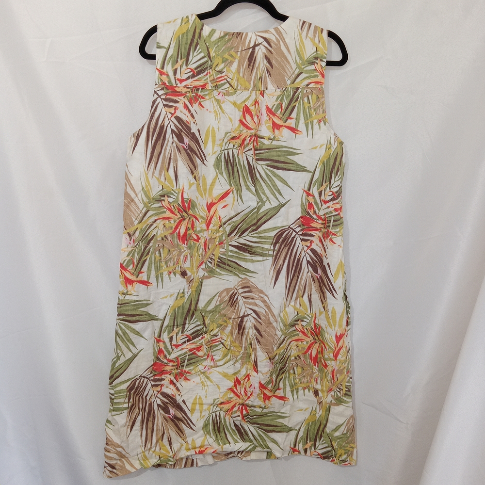 J. Jill Love Linen Tropical Print Shift Dress Womens M Tall Sleeveless Resort - Picture 5 of 10